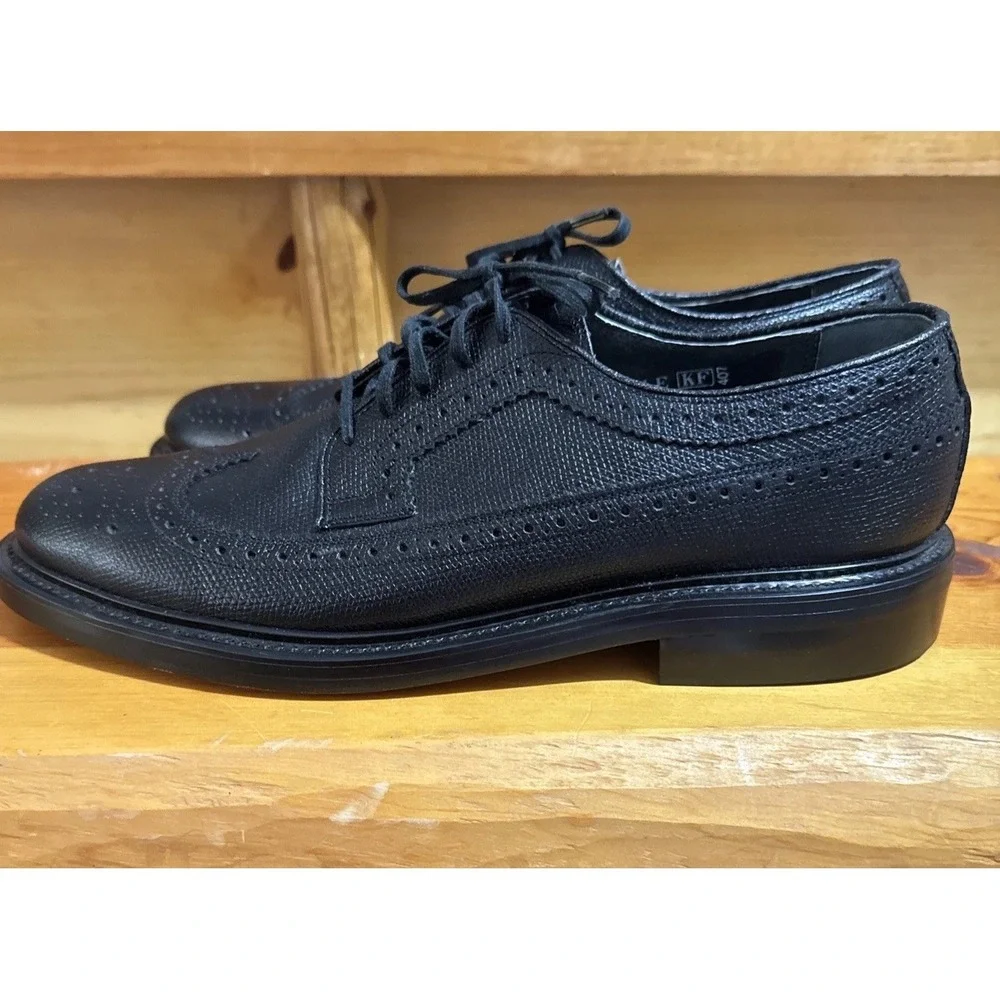 Sears Vintage Dress‎ Shoes Men's 9.5 D Wingtip Oxfords Leather Black Brogue